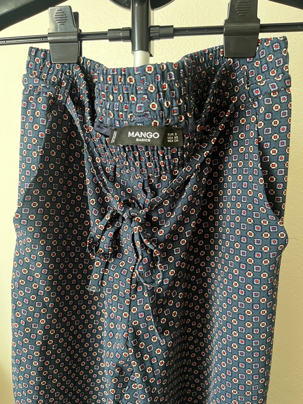 Mango Navy Geometric Drawstring Track Pants - Picture 3 of 4